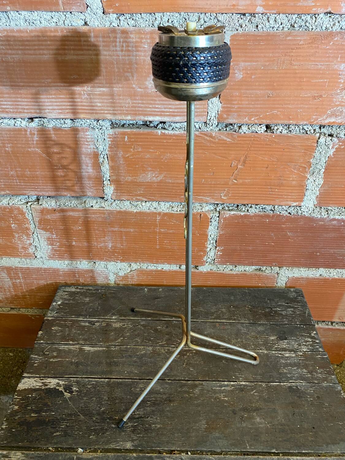 Tripod Metal Gold Ashtray + Vintage Push Ashtray