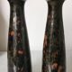 Pair of enamelled ceramic candlesticks