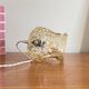 Antique globe pendant lamp in gold glass with brass suspension claw LAMP-7385