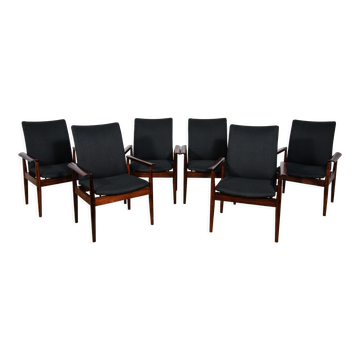 Armchairs model 209 Diplomat by Finn Juhl for France & Søn, 1960s, Set of 6