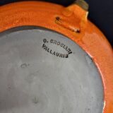 Gérard Crociani soup tureen in orange zoomorphic ceramic French gilded with fine gold Vallauris