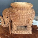 Wicker elephant side table