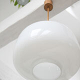 Pair of vintage opaline glass pendant lamp from Sijaj, 1960s