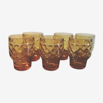 Lot 6 verres vintage Pernod SA ambre