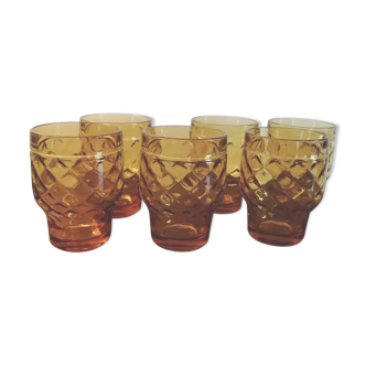 Lot 6 vintage glasses Pernod SA Amber