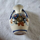 Vase double anses à motifs fleurs signé Alphonse Mouton