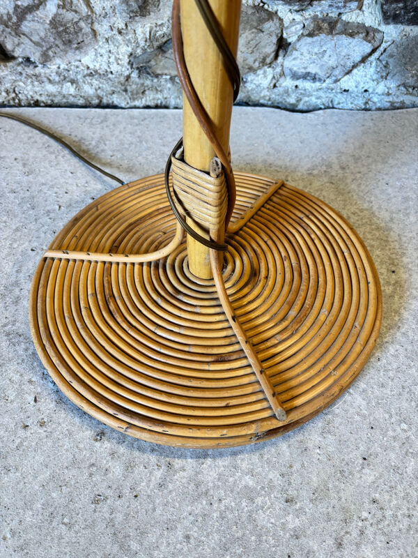Lampadaire en rotin par Louis Sognot, 1960