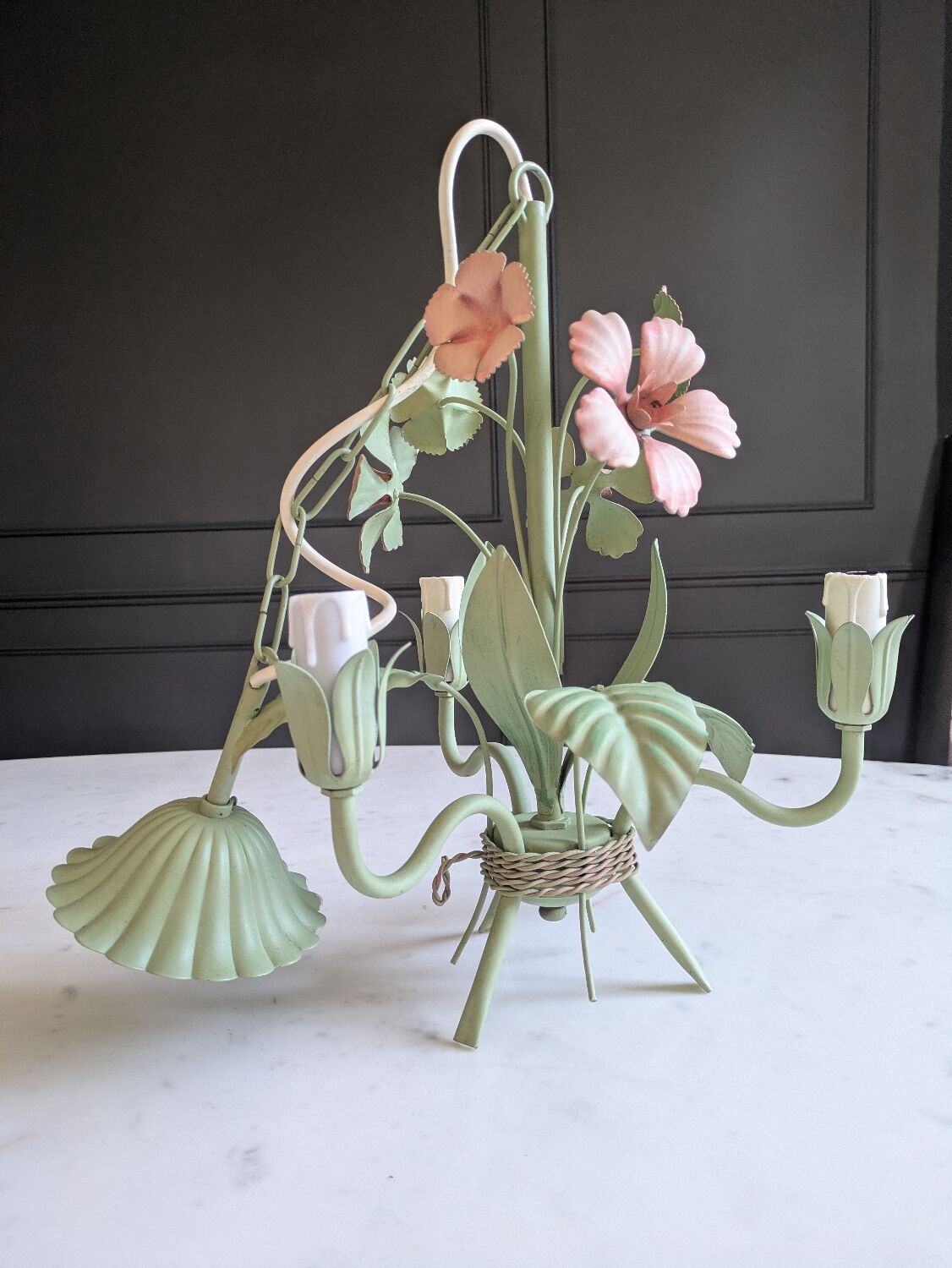 Ancien lustre fleuri italien