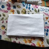 Old white damask cotton tablecloth
