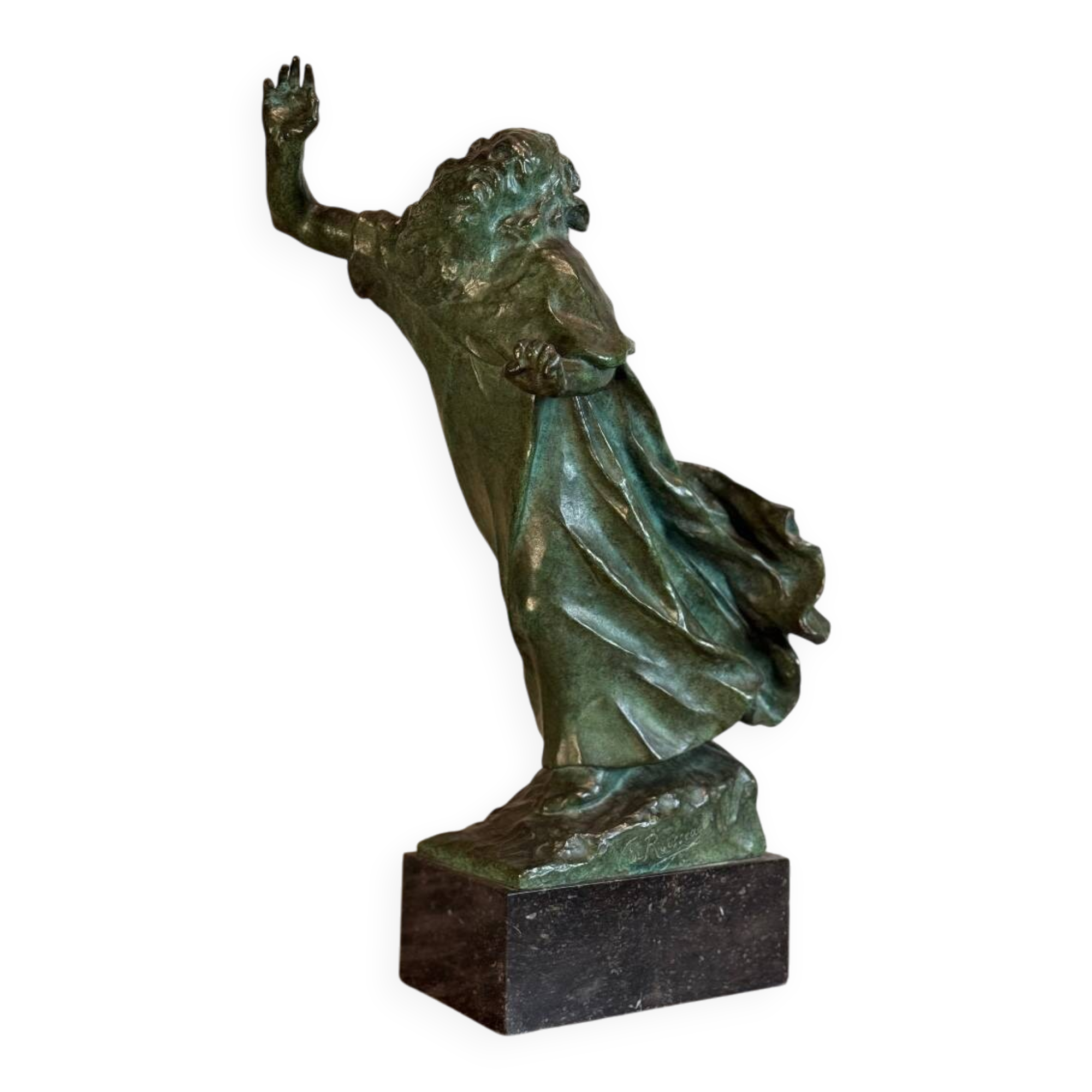 King Lear, green patinated bronze, Victor Rousseau (1865-1954) around 1905