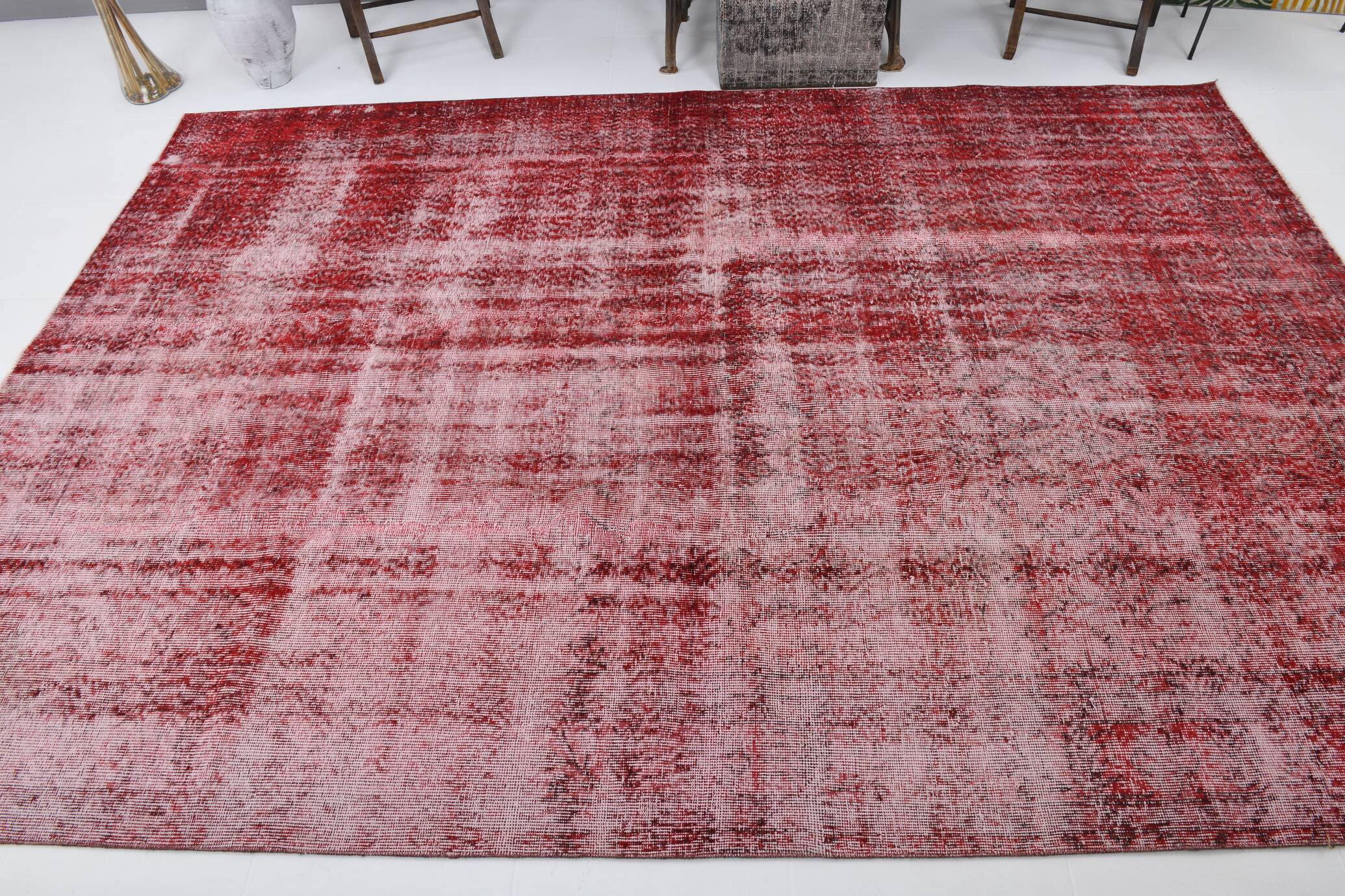 7x10 Rug For Living Room Wine Red Turkish Vintage Rug, 213x311Cm