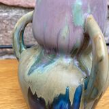 Art Deco flamed stoneware vase with 3 handles
