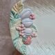 Rectangular plate in slipware decorated with fruits – signed Pw – 40 cm