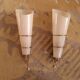 2 60's design wall lights in italian brass and glass
