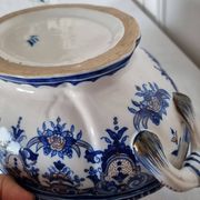 Antique earthenware tureen by Émile Tessier (1887-1971), Malicorne, France