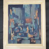Original color lithograph Toni Agostini, still life