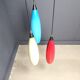 Vintage 3 glass pendant lights by Vistosi, 1970s