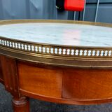 Table basse bouillotte ancienne plateau marbre style louis xvi