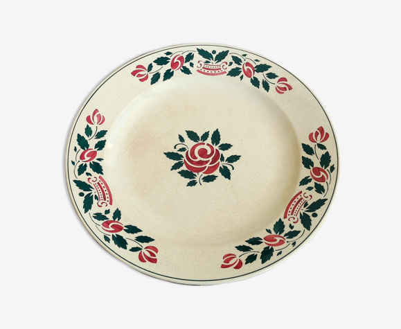 Grand Plat Rond Vintage Villeroy Boch in Ceramics Floral Decoration Green  and Red | Selency