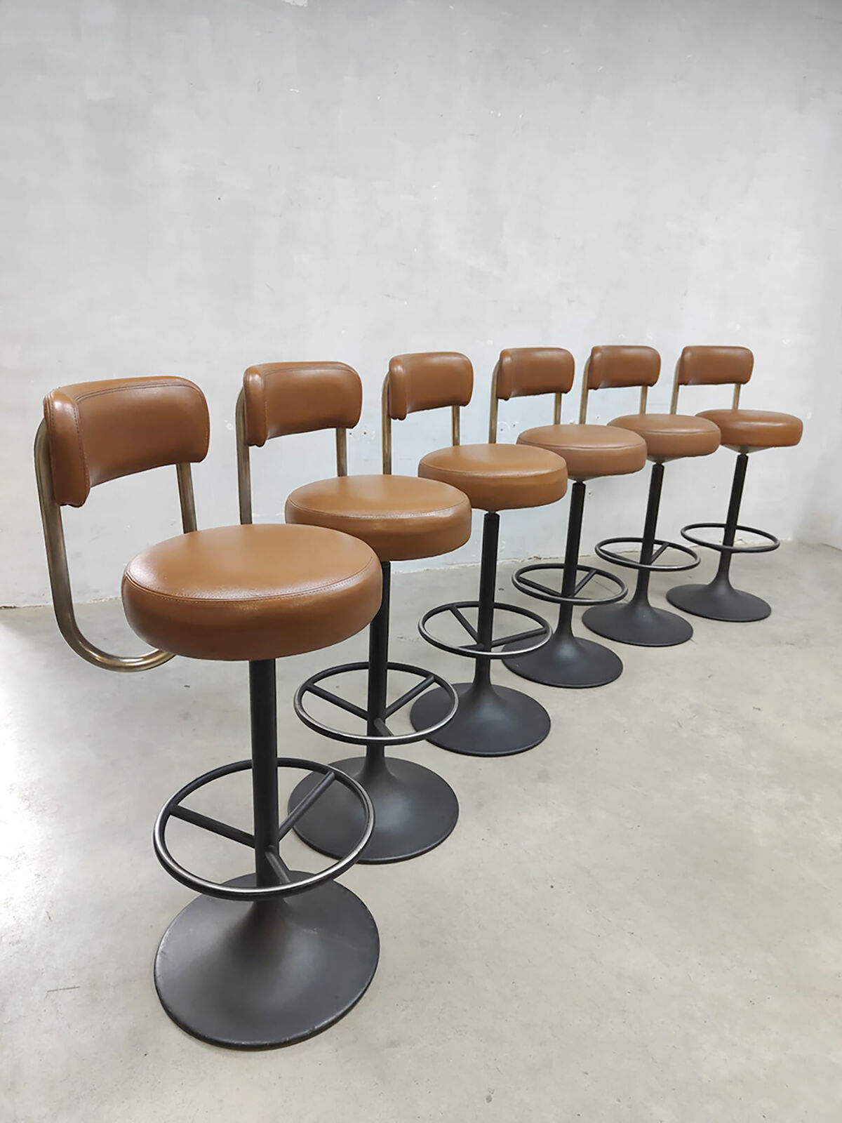 Midcentury swedish brass bar stools Borje Johanson