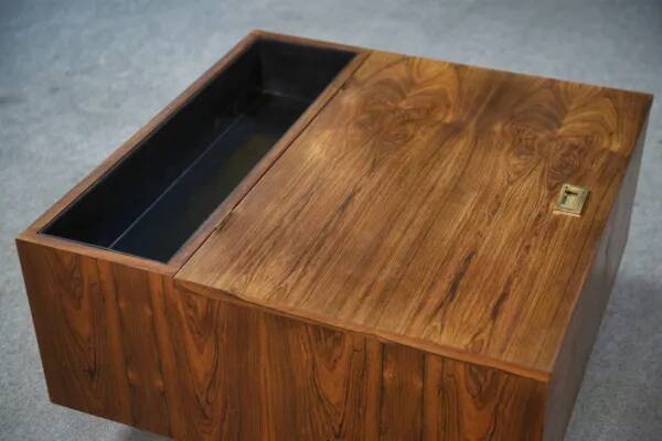 Table basse bar en palissandre 1970