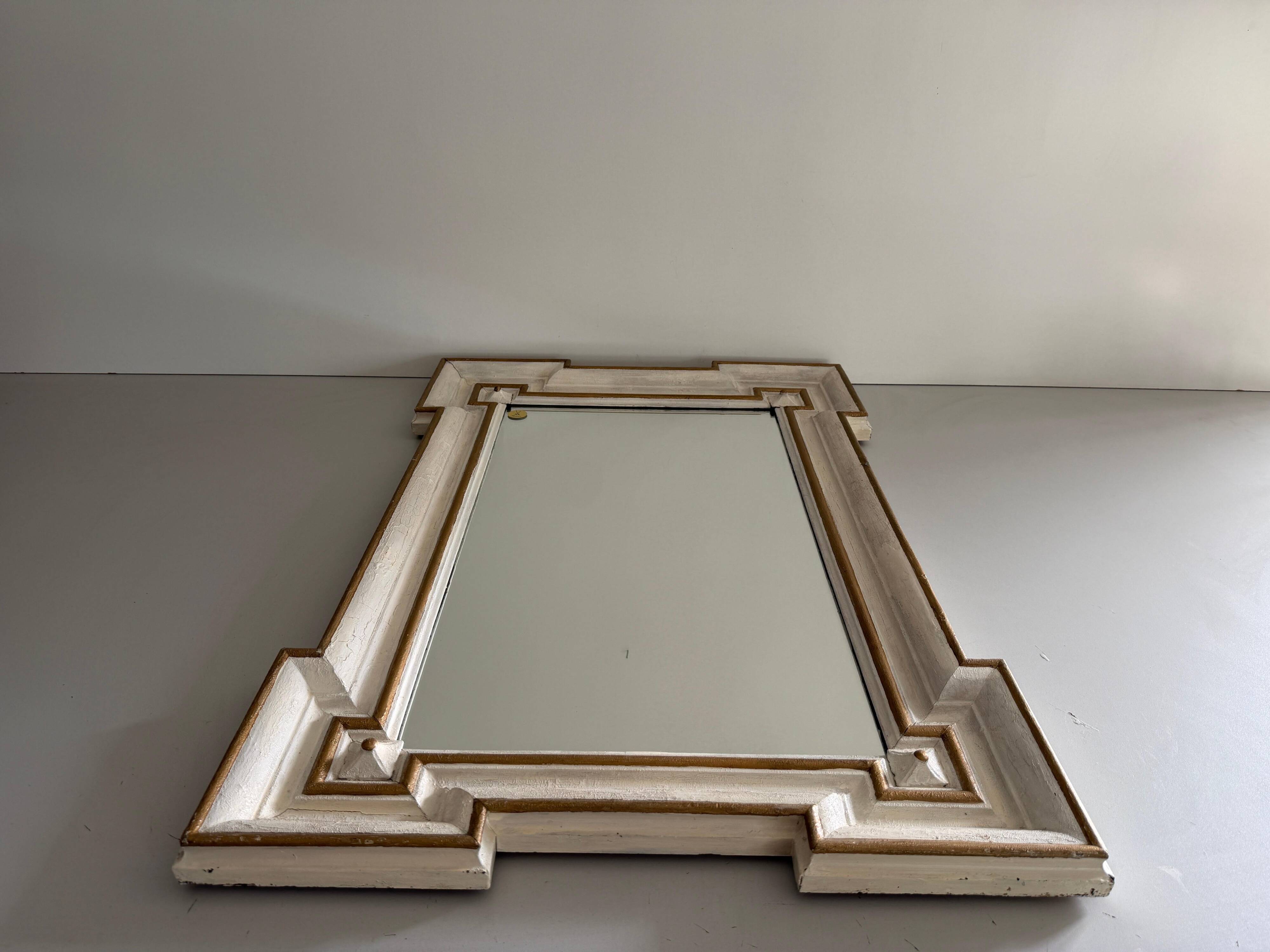 Art Nouveau wall mirror with a coloured gold frame by Meissen, 1930s, Germany.