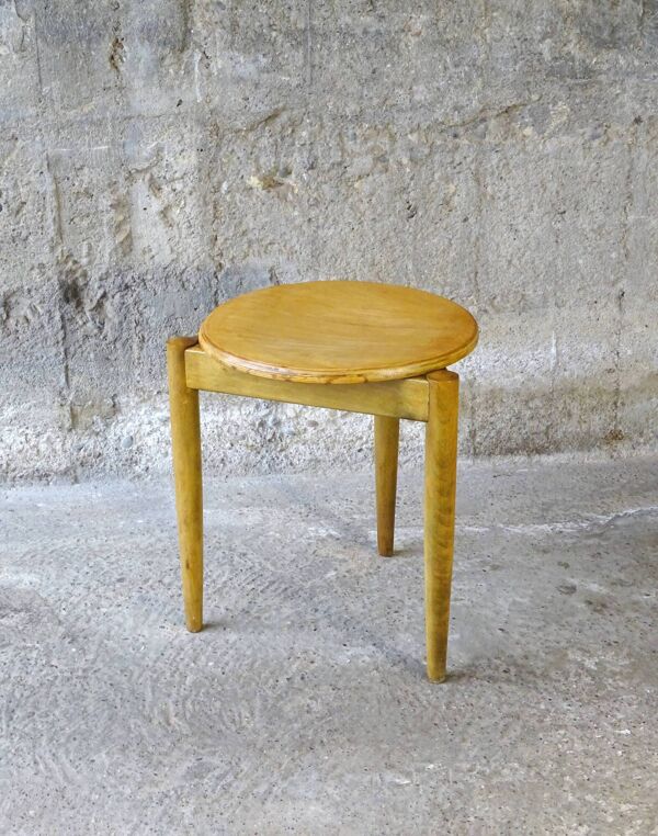 Tabouret DANOIS en hêtre clair -1960 -