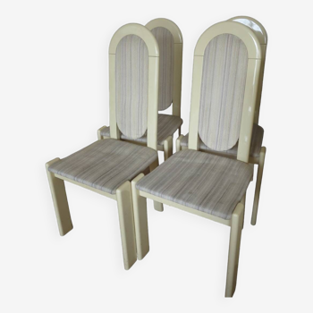 Set of four ivory white lacquer chairs