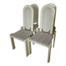 Lot de quatre chaises en laque couleur blanc ivoire