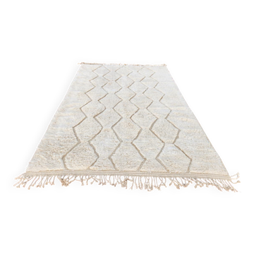 Tapis Beni Ouarain 300x200 cm – Laine naturelle écrue – Motif losanges ton