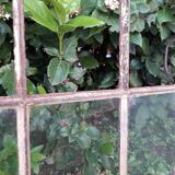 Industrial arched metal window L128xH114 19th century glass roof 2 leaves