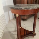 Gueridon Empire with columns, tripod, grey marble plateau