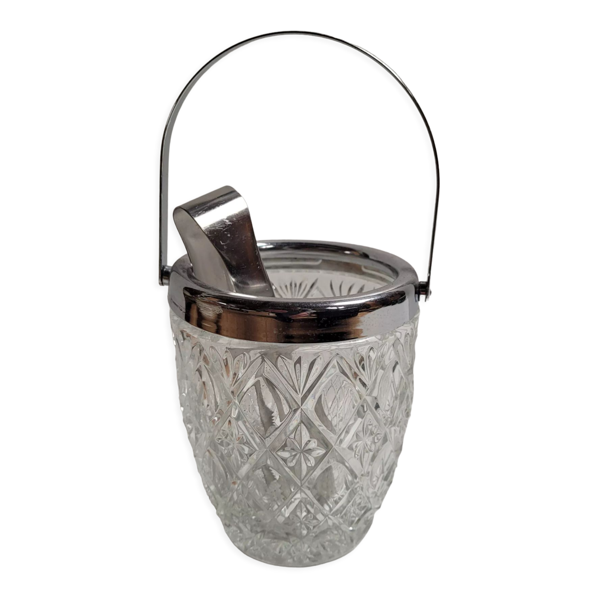 Ice bucket chiseled glass