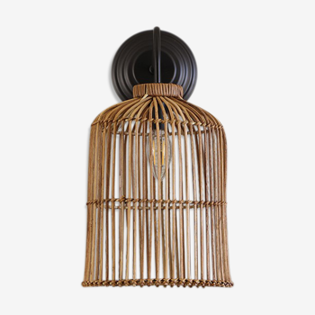 Rattan Black Sconce