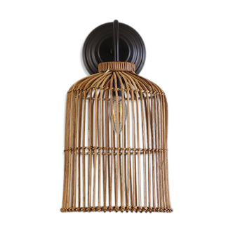 Rattan Black Sconce