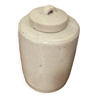 Glazed white ceramic jar