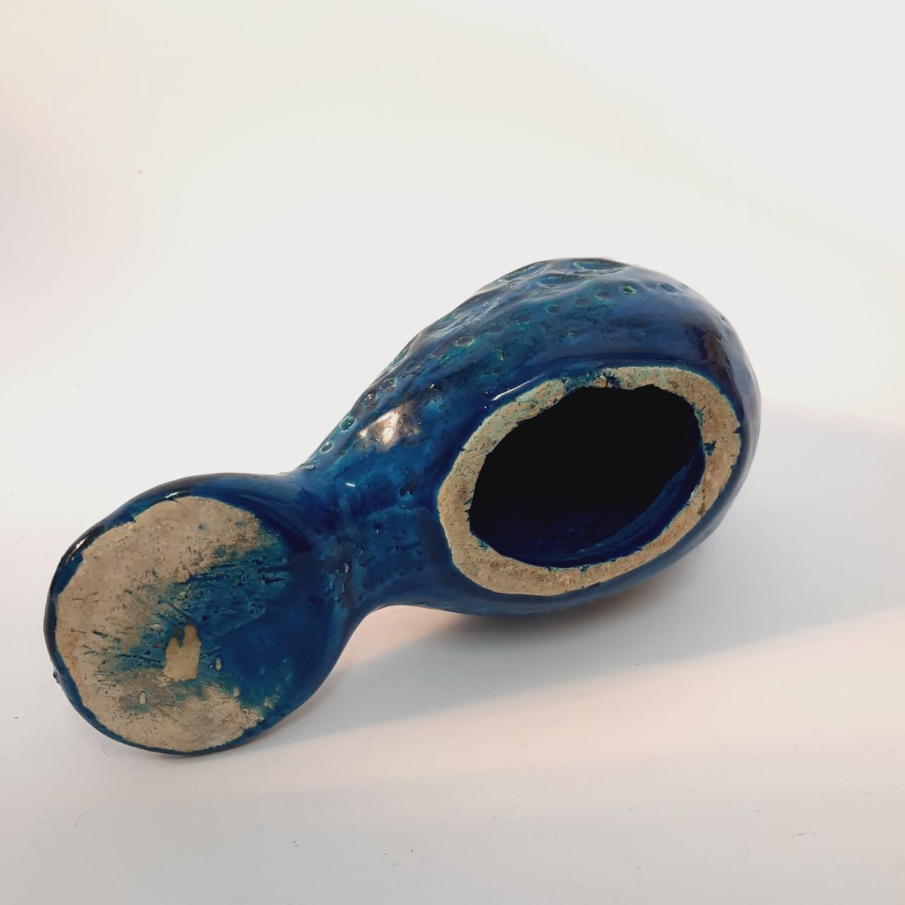 Vintage dove statue, Aldo Londi for Bitossi, Rimini blue series