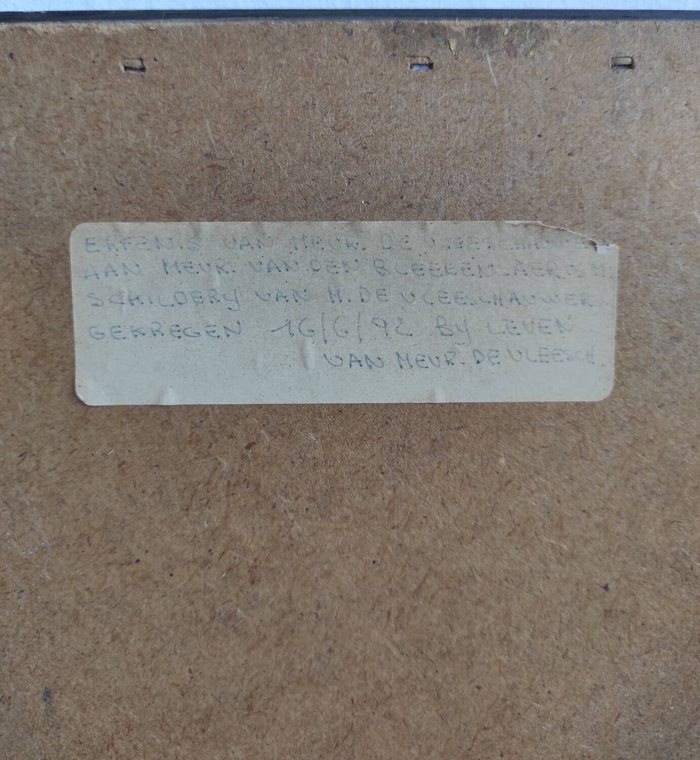 Oil painting on panel H. De Vleeschauwer