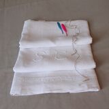 Old linen sheet early XX monogrammed & hand embroidered