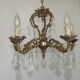 French Art Nouveau 5-Light Bronze 3 sided Crystal Cage Chandelier