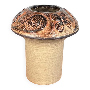 Vase champignon en grès de studio danois moderne du milieu du siècle par Haico Nitzsche pour Søholm, années 1960