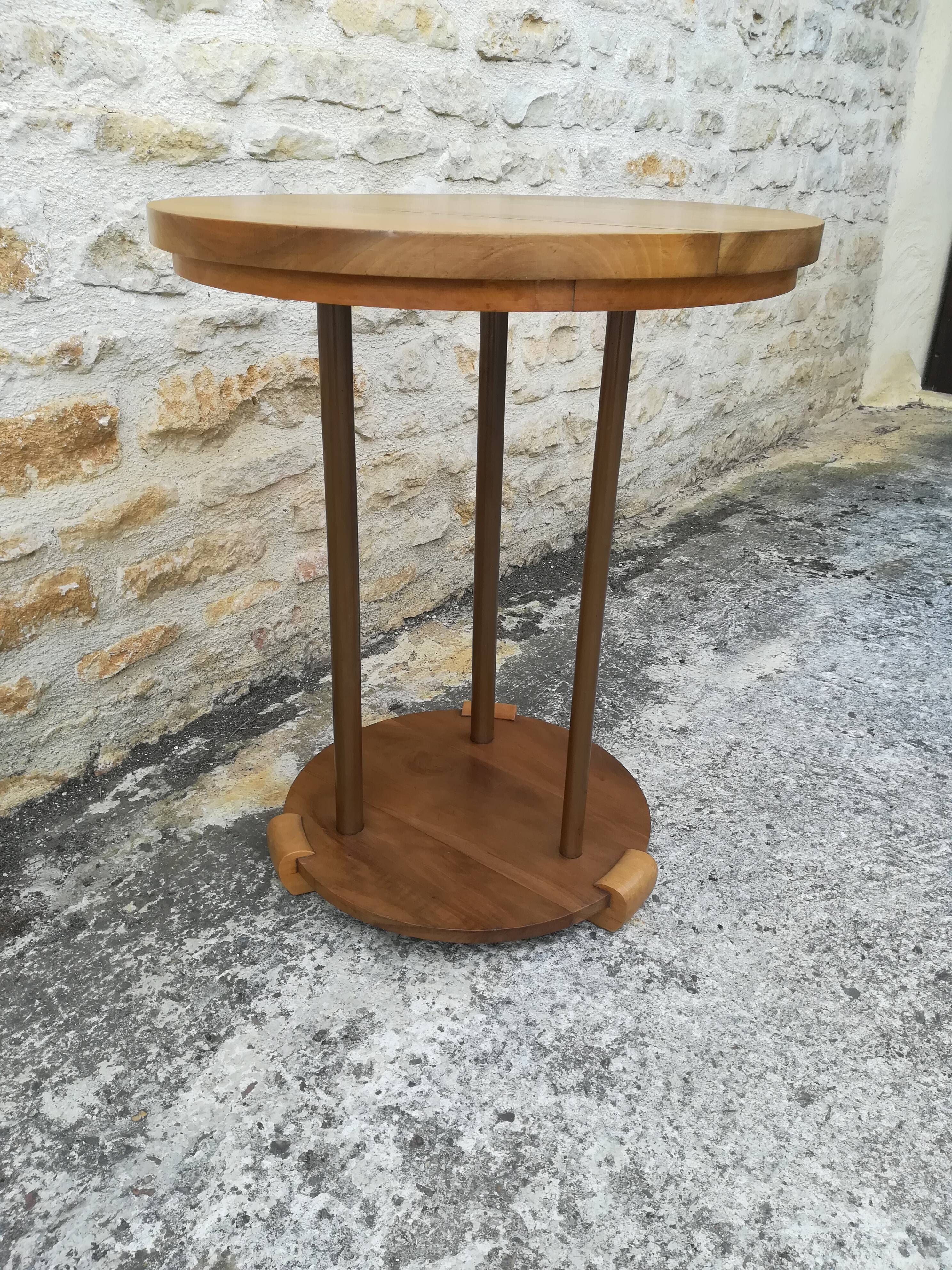 Walnut and copper pedestal table