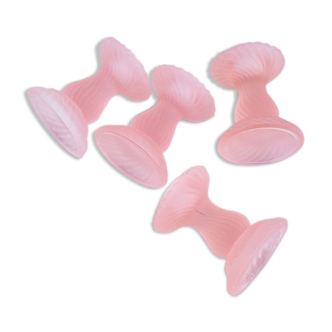 4 pink matte glass candle holders