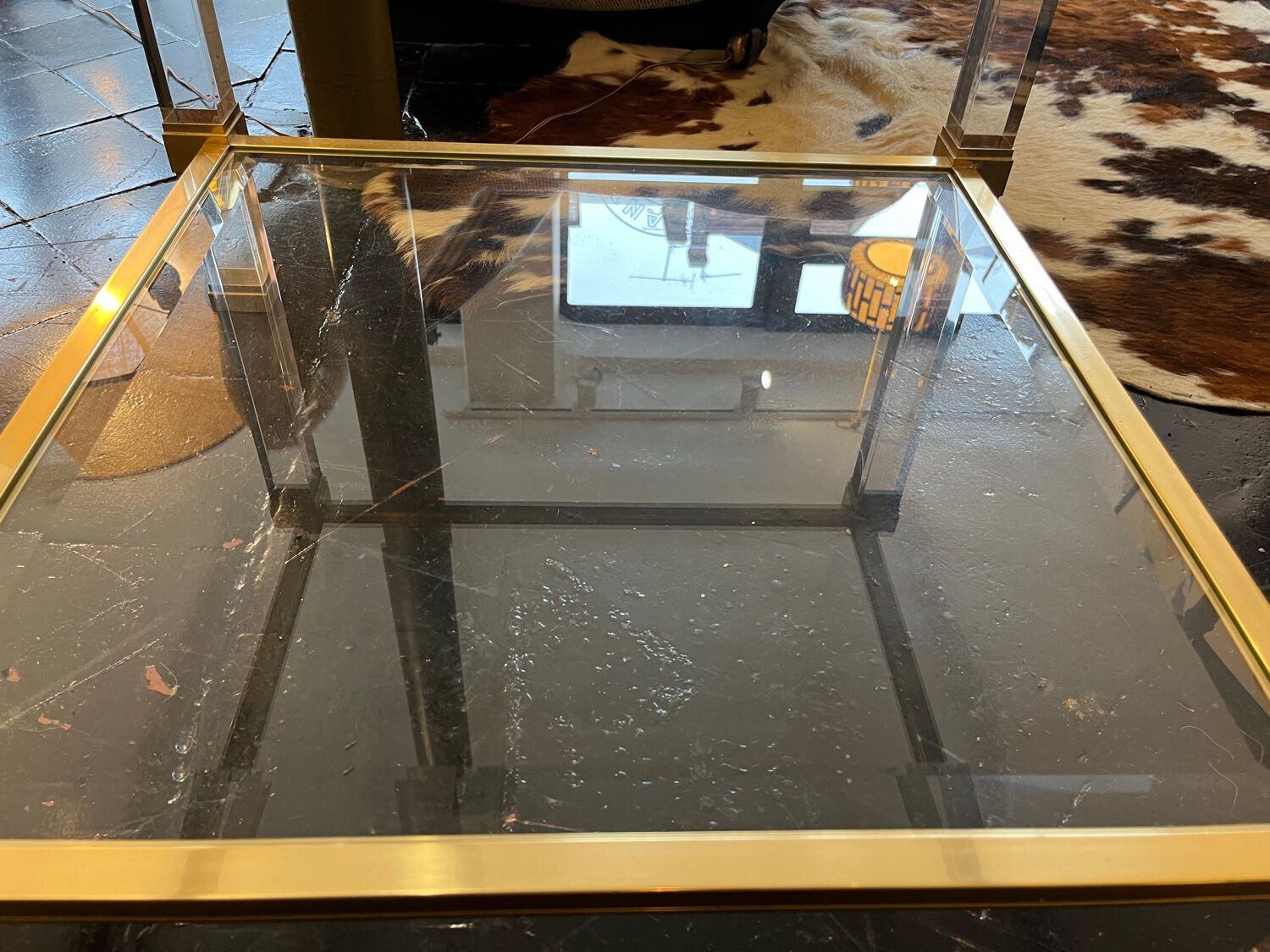 Bout de canape  plexiglas et verre 1960