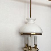 Lustre lanterne globe opaline 3 lumières