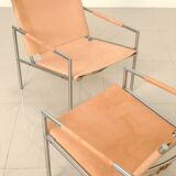 Pair of "SZ02" armchairs in natural beige leather by Martin Visser for Spectru