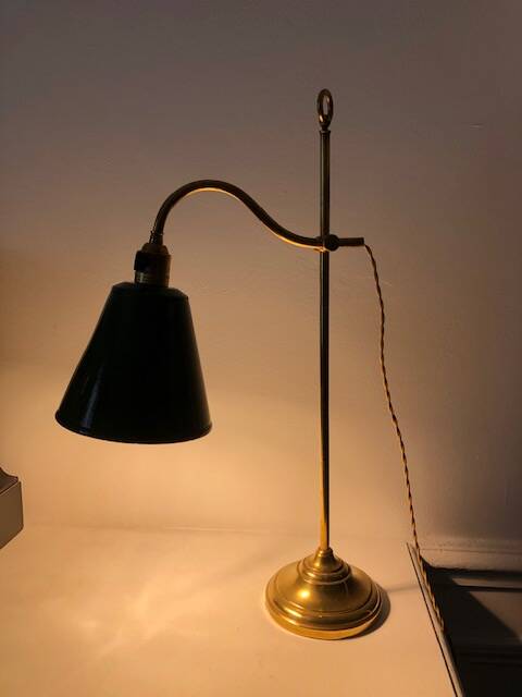 Old desk lamp, brass workshop