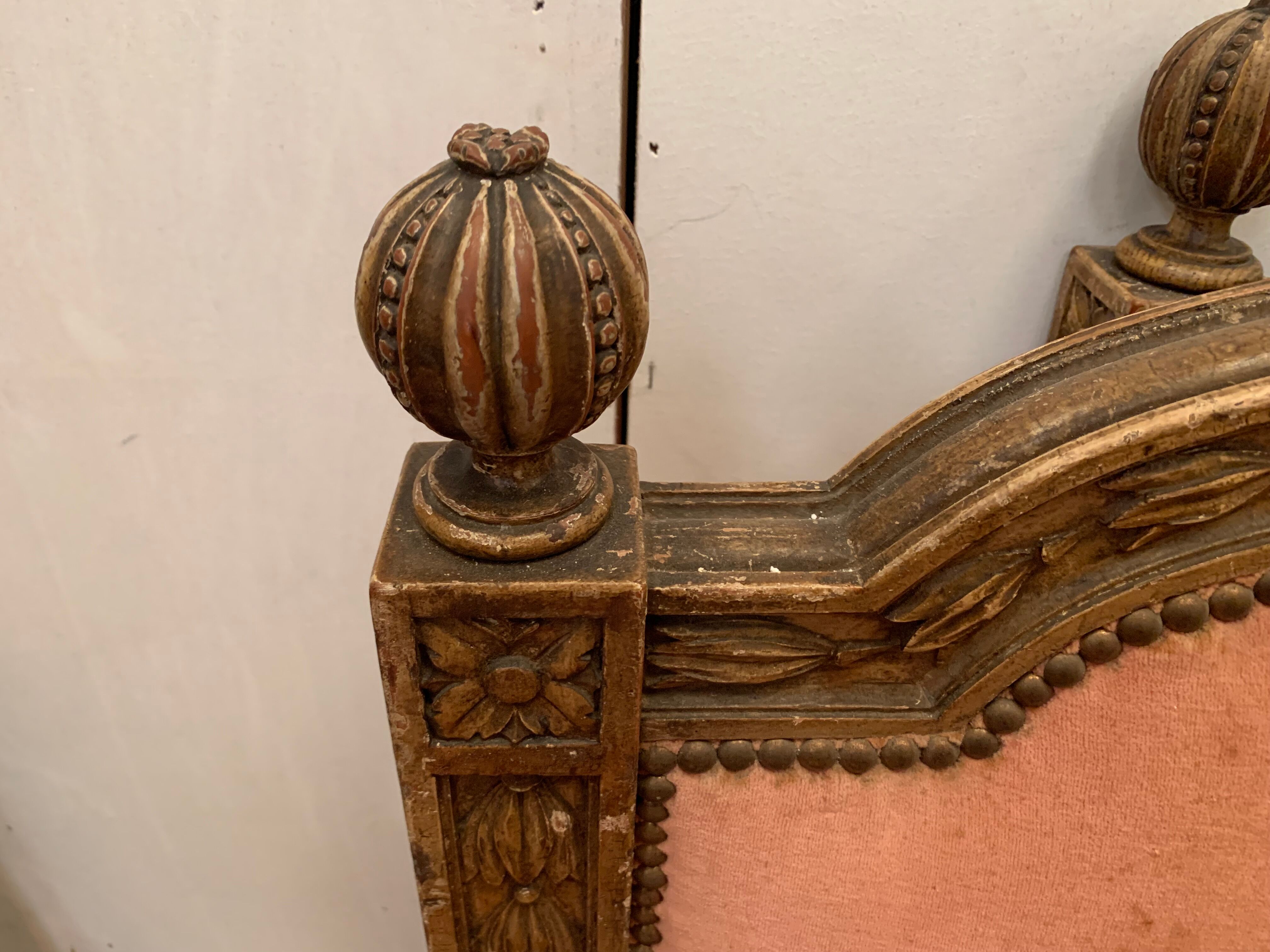 Louis XVI style bed in patinated hornbeam, 20th century.