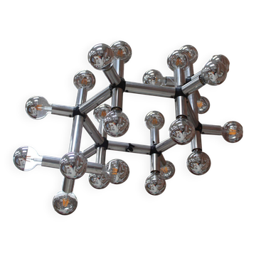Lampe de suspension atomique Robert Haussmann des années 60, lampe sculpturale 1969