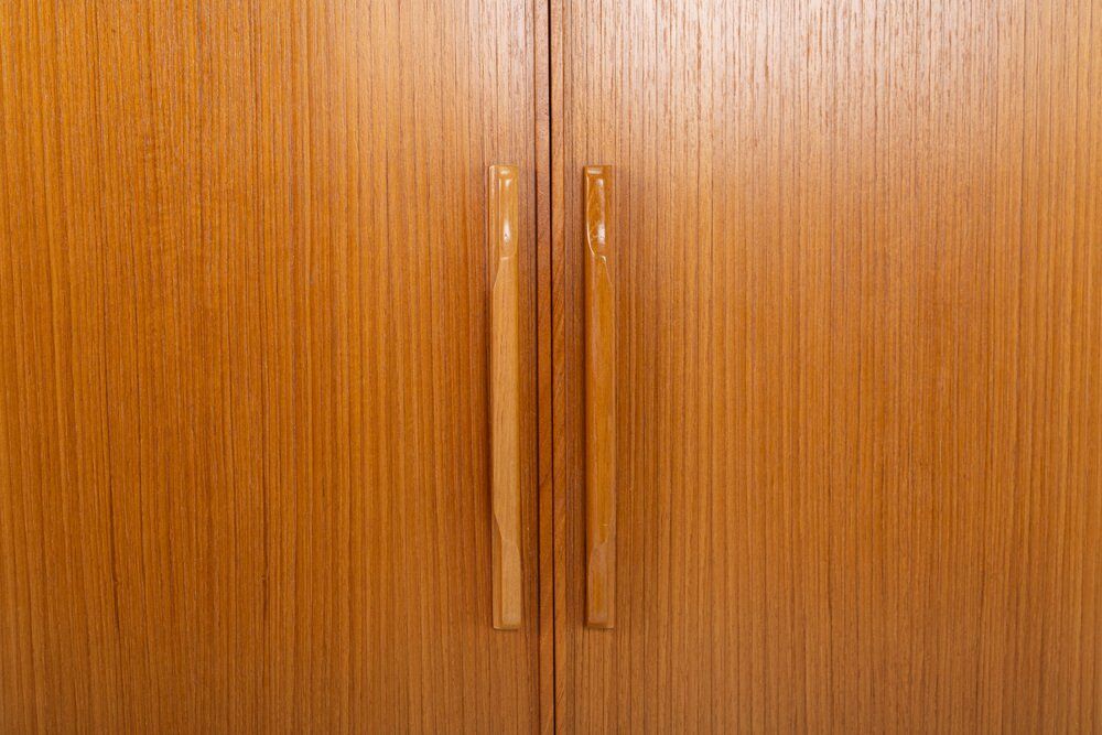 Danish teak sideboard with tambour doors and drawers, 1960s